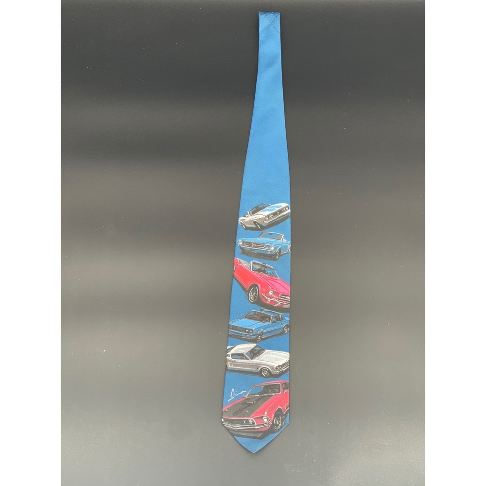Ralph‎ Marlin Ford Mustang Car Tie Blue Vintage Novelty Classic Auto One Size